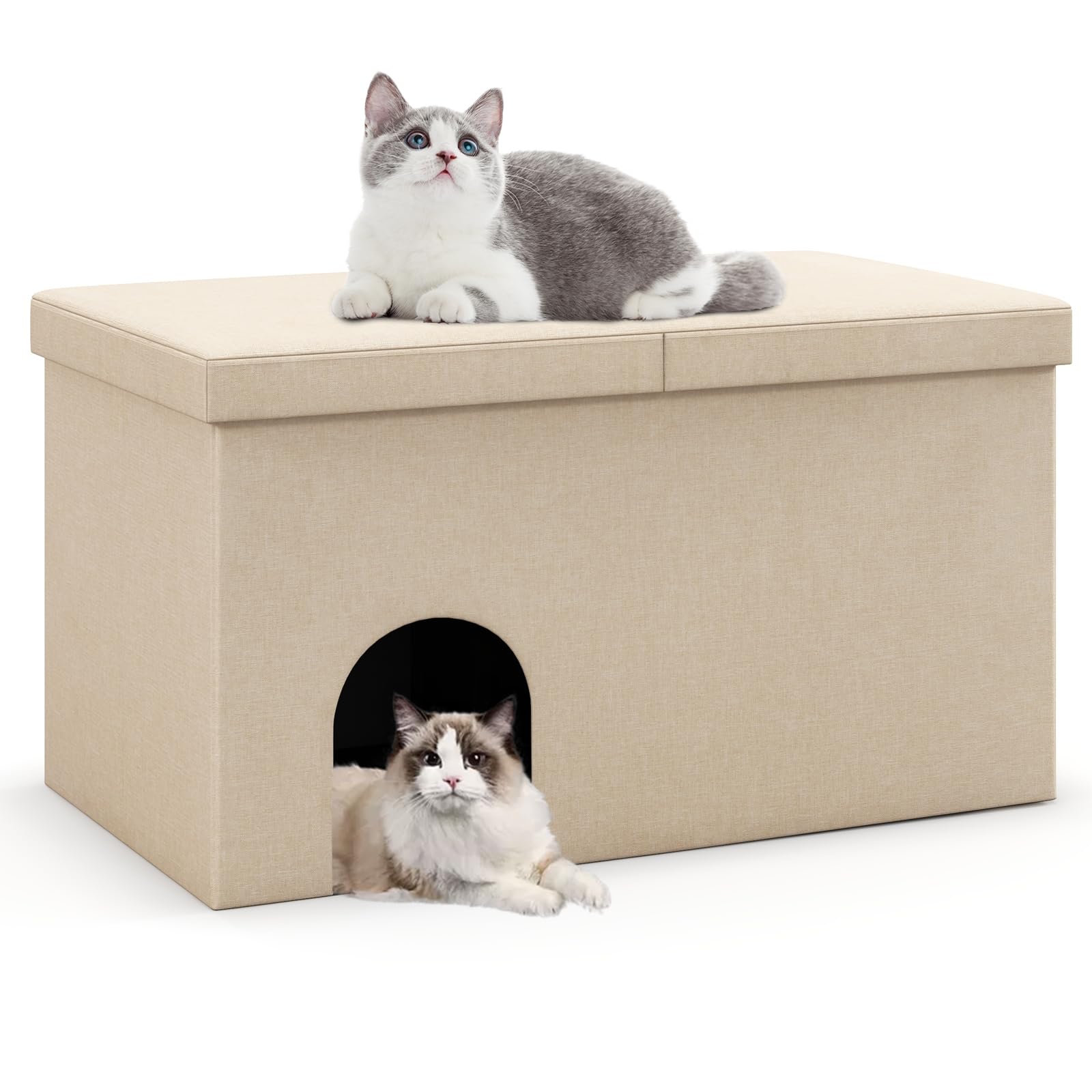 GOPLUS Kattentoilet, 3-in-1 met mat, schoenenbank met deksel, bank met verborgen kattentoilet, geurfilter, binnen, waterdicht, 90 x 50 x 50 cm, beige GOPLUS Kattentoilet, 3-in-1 met mat, schoenenbank met deksel, bank met verborgen kattentoilet, geurfilter, binnen, waterdicht, 90 x 50 x 50 cm, beige