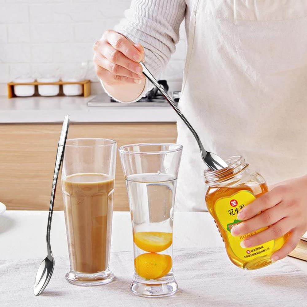 Cucchiai Lunghi AOOSY 8 Pezzi - Acciaio Inox Per Gelato, Cocktail, Caffè - Foto 3