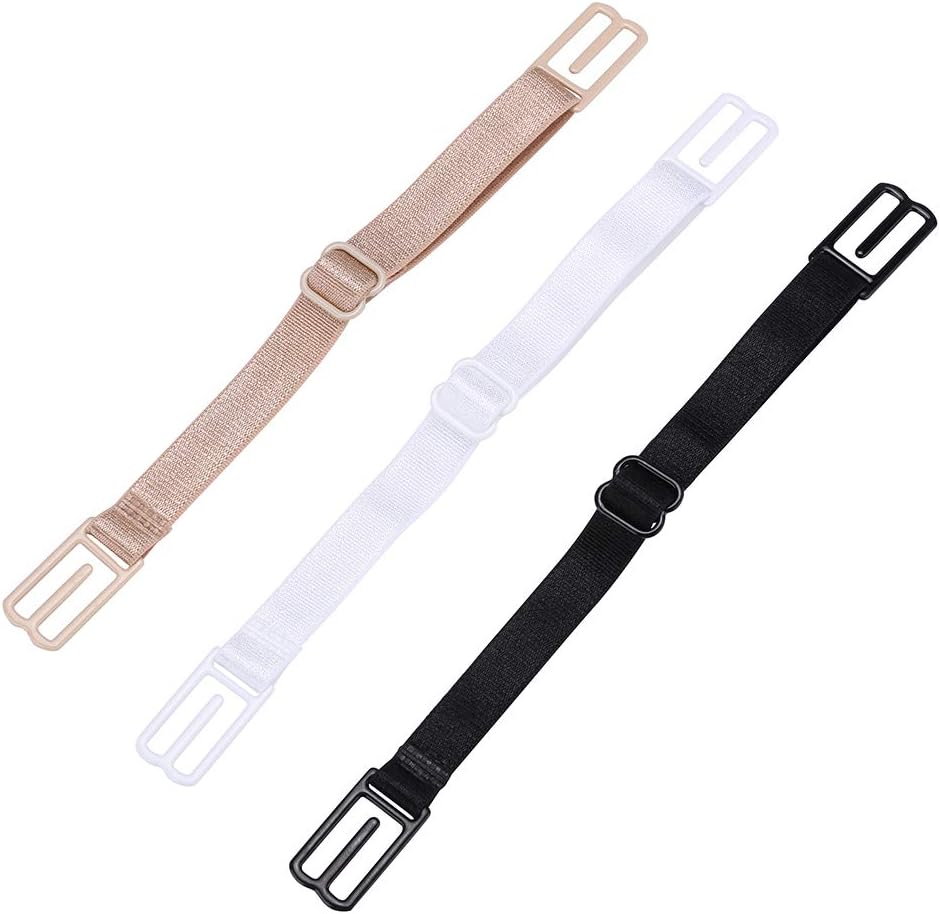 Artyea 3 Pcs Non-Slip Women's Elastic Bra Strap Holder (Black,White,Skin Color)