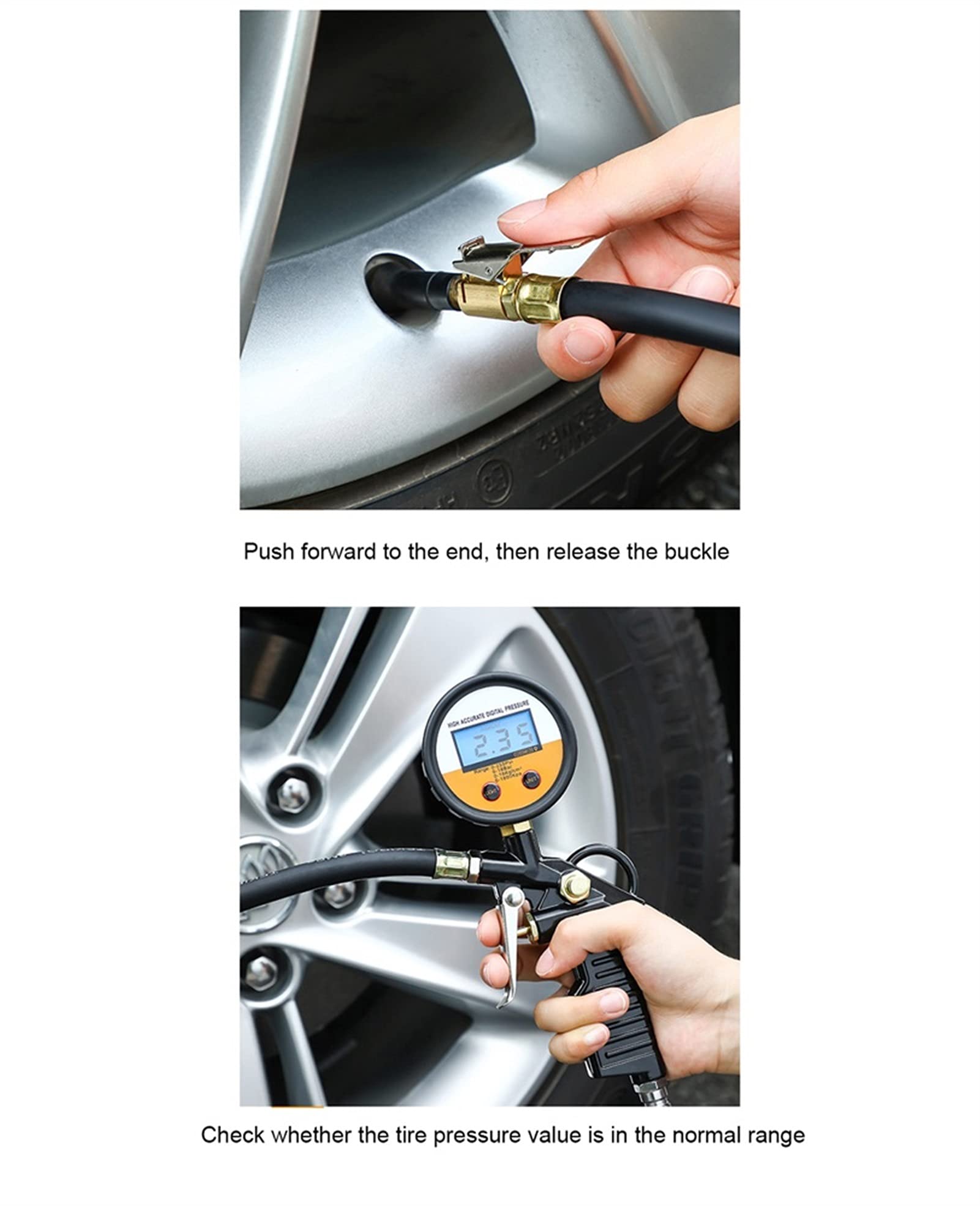 Medidor de presión de neumáticos de alta resistencia, medidor de presión de neumáticos digital, pantalla LCD digital de 255 PSI para monitorear la presión de los neumáticos, para bicicleta de motoci