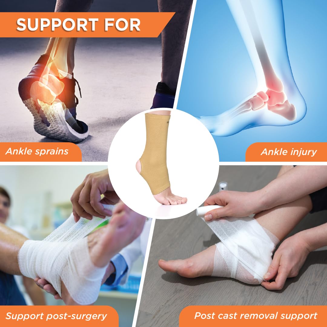Vissco Anklet, Ankle Support for Injured Ankles, Arthritic Pain, Swelling, Stiff Joints, Pain Reliever for Strained or Sprained Ankles - Small (Beige) - Image 5 thumbnail