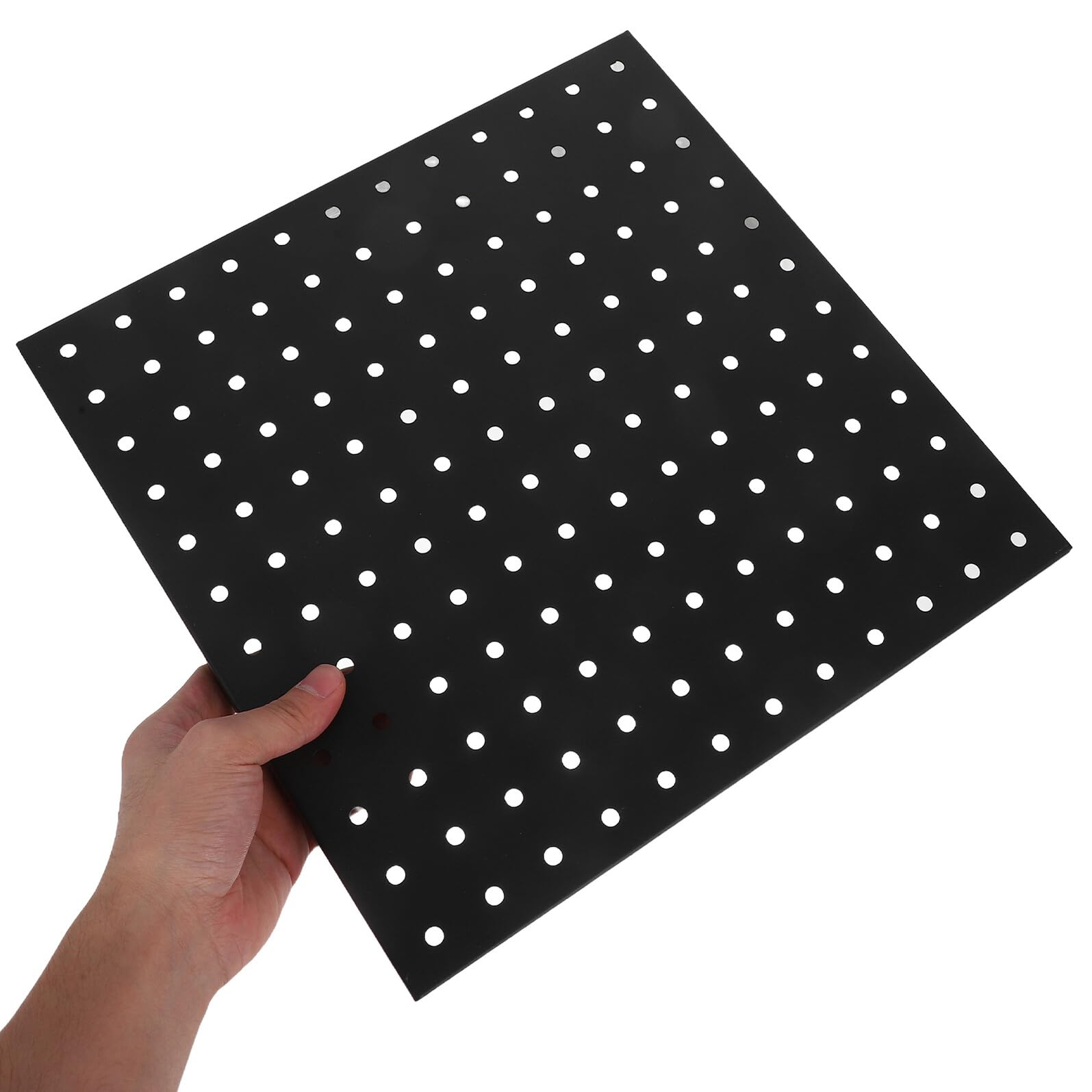 Beaupretty 4 piezas Paneles Metálicos Perforados Organizador de Pared para Herramientas Resistente Montaje Rápido para Garaje Cocina Oficina y Taller Color Negro Cuadrados