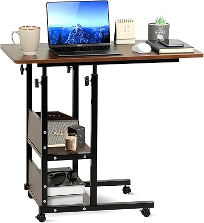 Amazon Co Jp サイドテーブル おしゃれ ベッドサイドテーブル デスク 机 Pcデスク パソコンデスク 昇降式テーブル 作業台 勉強机 つくえ 高さ調節デスク 折り畳みテーブル キャスター 収納付き 家具 仕事 介護用ベッドテーブル 組立簡単 幅80cm 奥行40cm X 64 cm