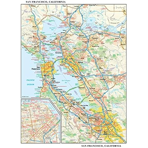 San Francisco, California Wall Map, Small - 11.25" x 14.5" Laminated Cover