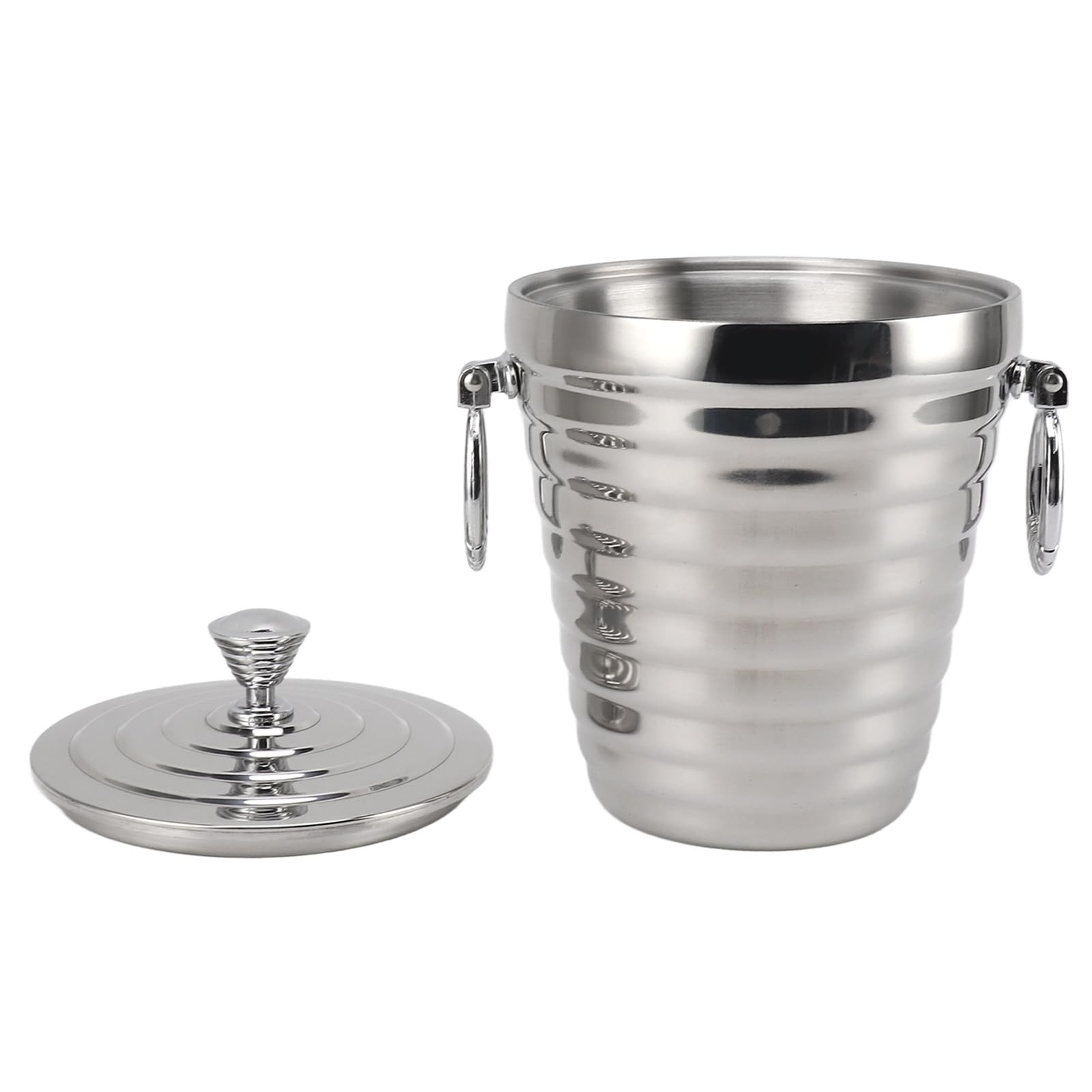Seau à Glace en Acier Inoxydable Double Paroi, avec Couvercle, Pinces et Passoire, Grande Capacité pour Bar, Fête, KTV, Conservation de Boissons Fraîches
