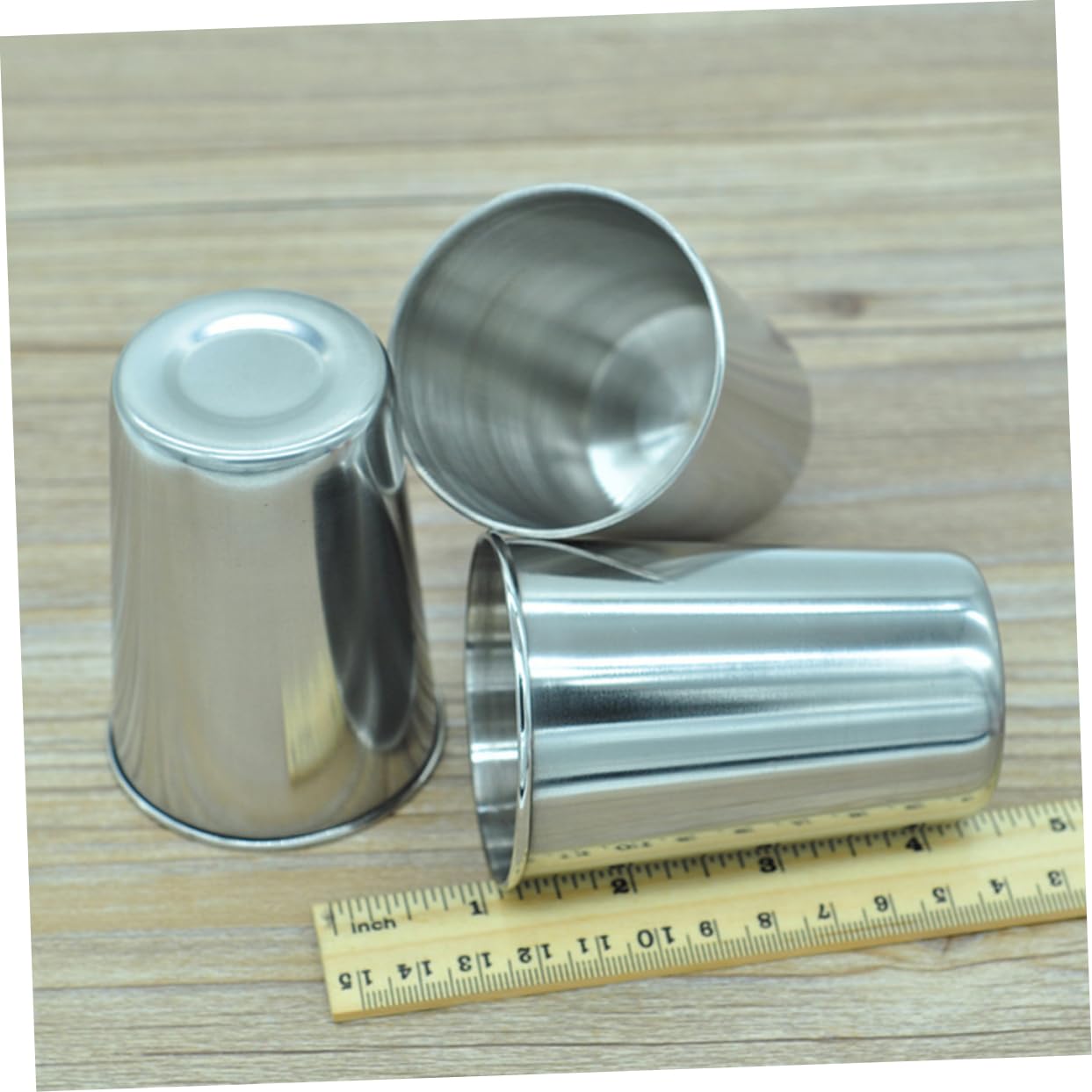 KONTONTY Bathroom Silver Cup Stainless Steel 2pcs Toothbrush Water Cup Beverages