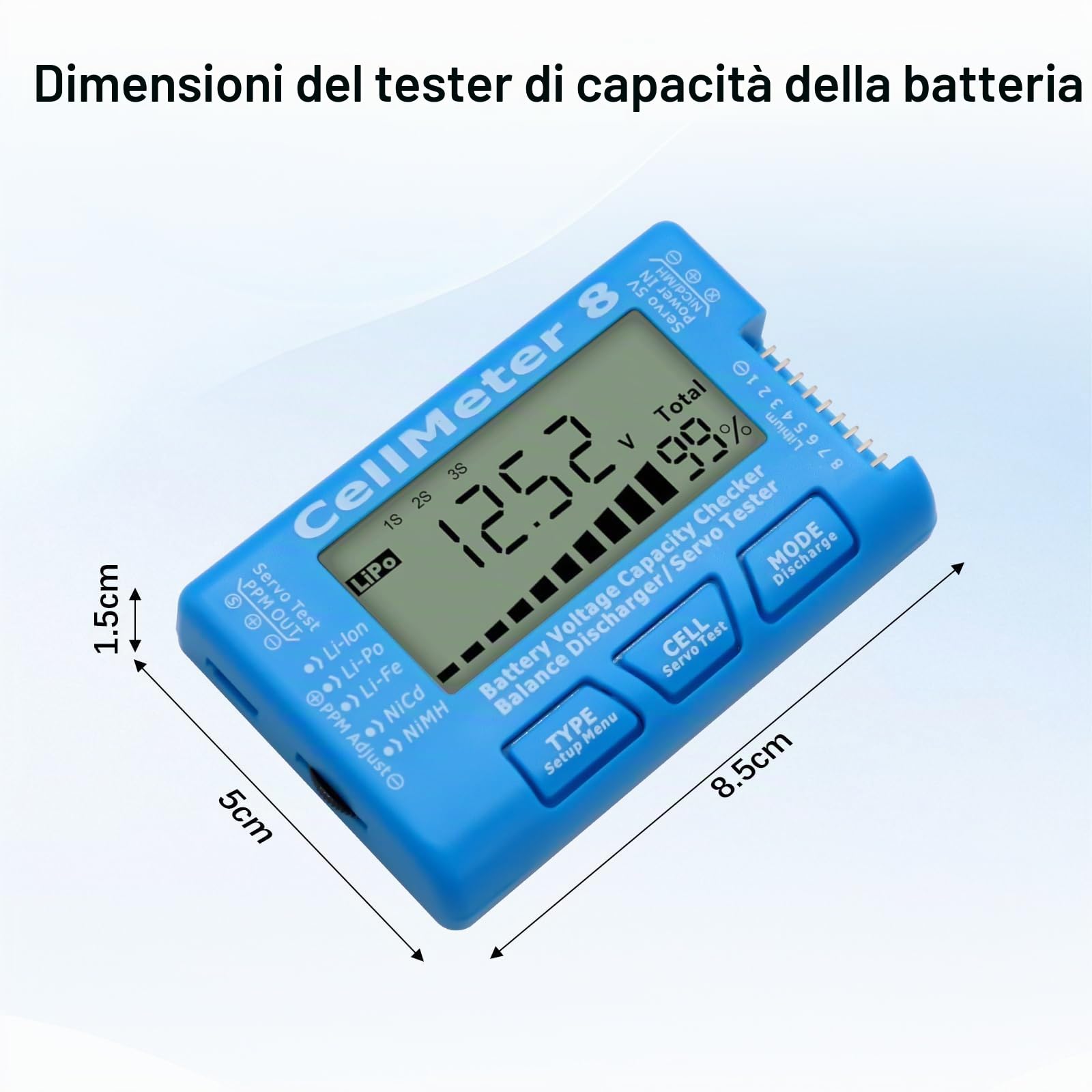 AYWHP Digital Battery Capacity Tester LCD Voltage Controller per LiPo LiFe Li-Ion NiCd NiMh