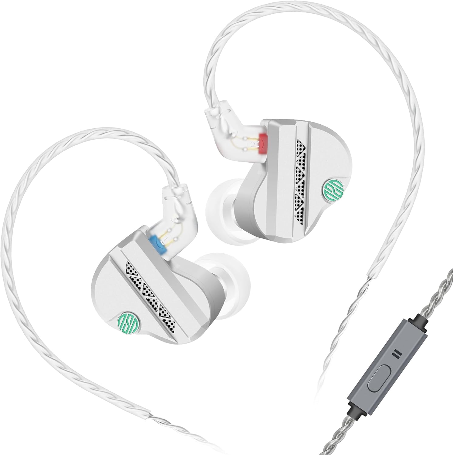 YI01 in Ear Monitors Headphones HiFi IEM Wired Earbuds Gaming Earphones with Silver-Plated Detachable Cable, Eartips for Audiophile Musicians Drummer Guitarist Recorder (Green)