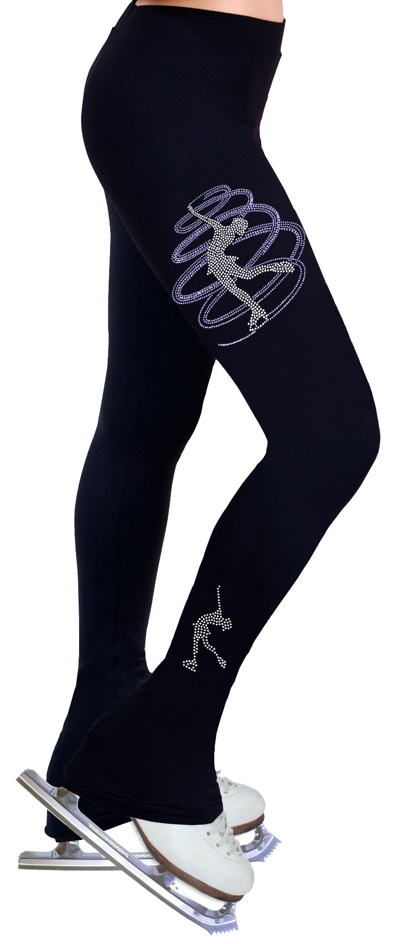 NY2 SPORTSWEAR Figure Skating Practice Pants with Rhinestones - R258 (Light Purple, Adult Small)