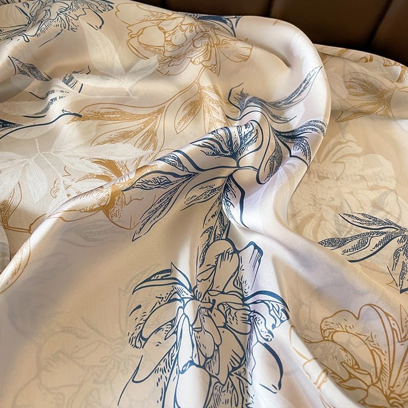 Silk Feeling Long Satin Scarf Fashion Beach Scarf Shawl Check Style Sunscreen Shawls Wraps-Lightweight Pattern - Image 5