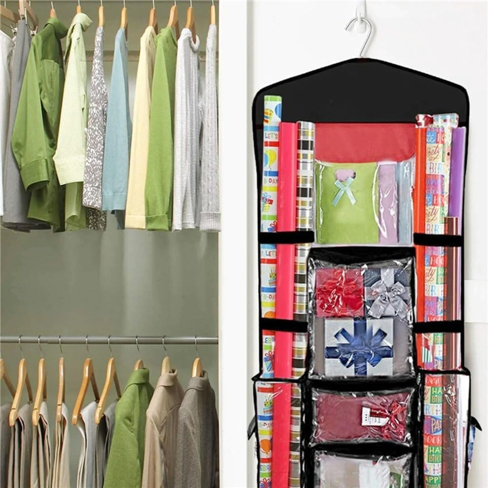 Organizer, 37x16 in Hanging Bag Organizer with Multiple Pockets Hanging Wrapping Paper Storage Gift Organizer