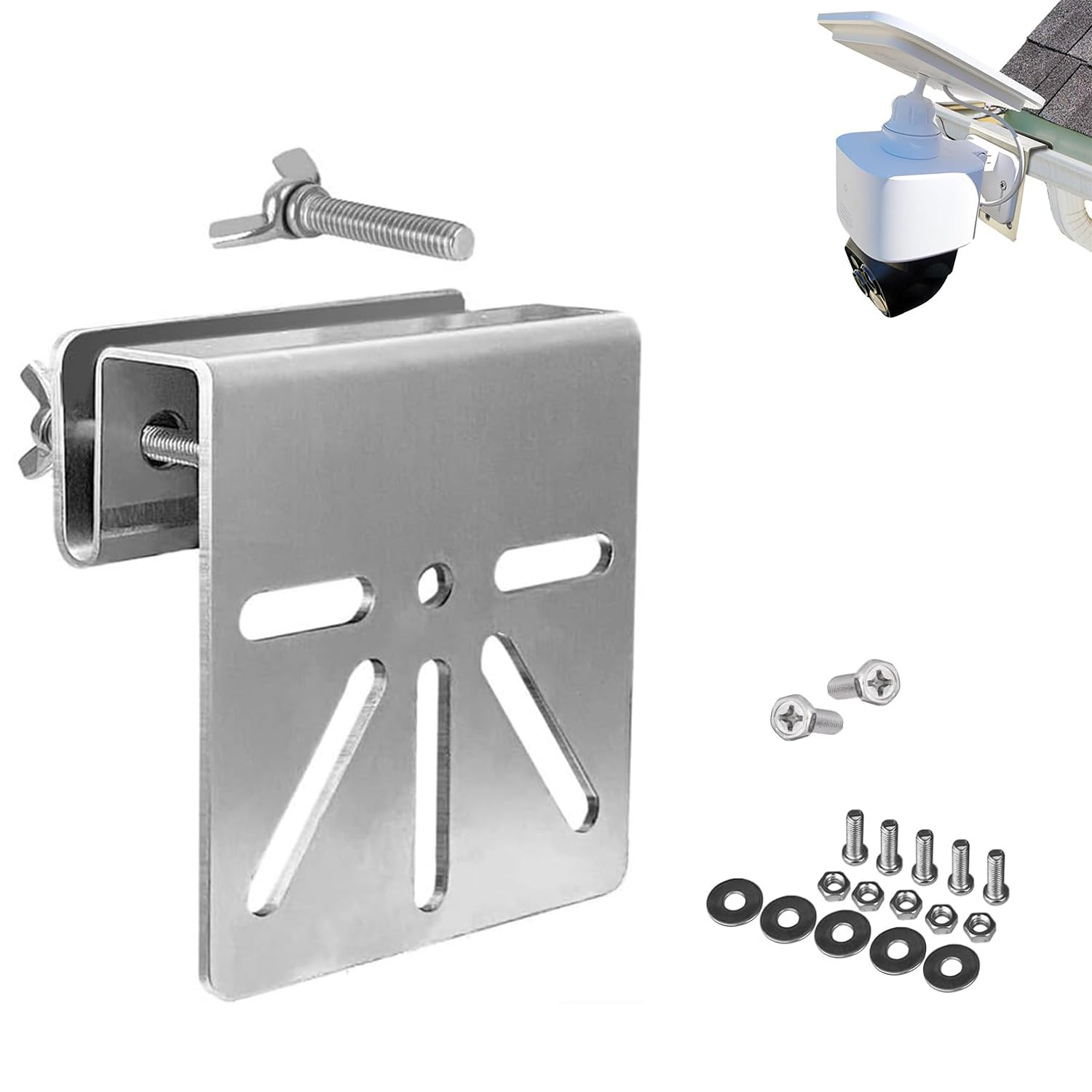 Stainless Steel Gutter Mount for eufy Security SoloCam S340, Solar Security Camera Mount, Drill-Free Mounting