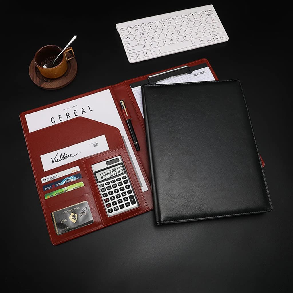 Schreibmappe A4, Padfolio-Portfolio, Leder, PU-Ordner, Interview, juristischer Dokumenten-Organizer, Visitenkartenhalter inklusive, für Männer und Frauen, Schule, Büro
