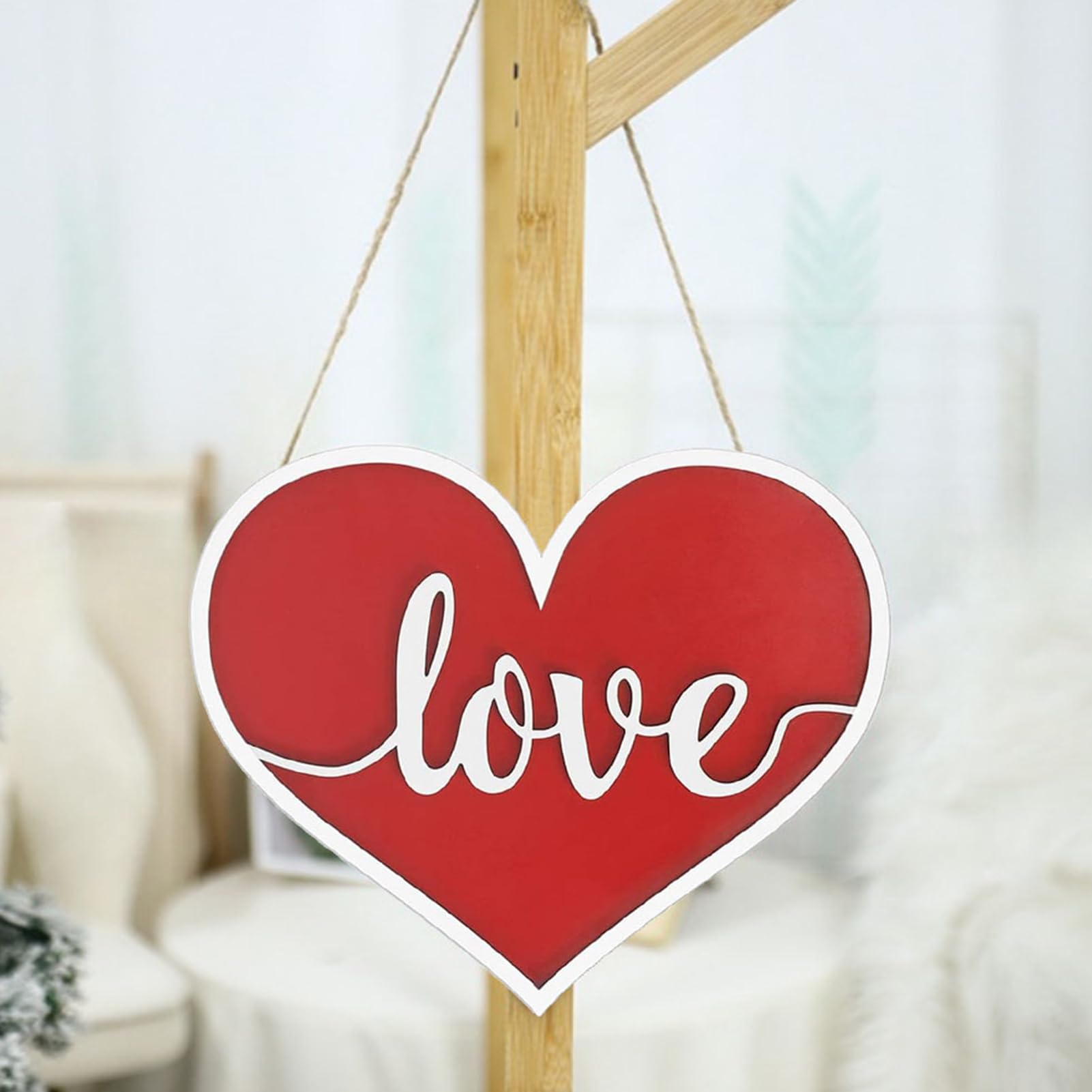 CREATCABIN Targa In Legno San Valentino Con Cuore E Fiocco – Decorazione Da Parete Rosa Per Matrimonio E Anniversario