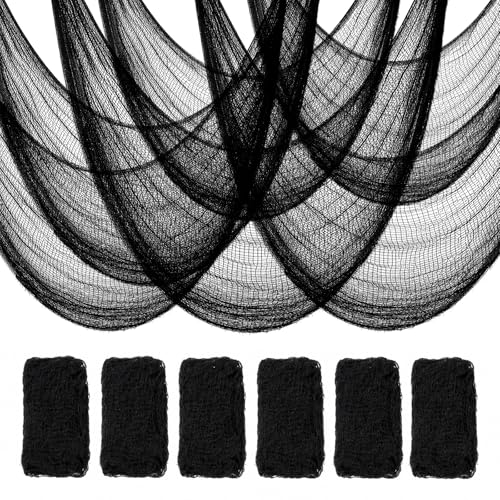 6 Pack Creepy Cloth 30 x 72 Inch Black Gauze Fabric Halloween Decorations