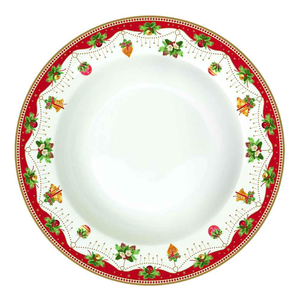 Easy Life Lot de 18 assiettes de Noël en porcelaine - Pour 6 personnes - Noel nostalgique - Vintage - D26,5 x P21,5 x P19 cm