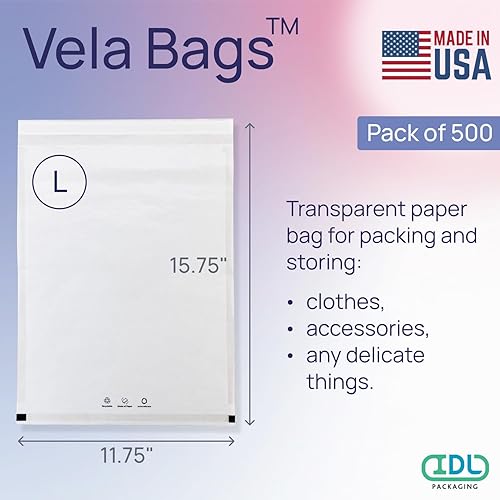 Miniatura 9 de IDL Packaging Vela - Bolsa de papel transparente de 8 x 9.75 pulgadas (paquete de 25)  Bolsas de papel de tamaño pequeño con certificación FSC con