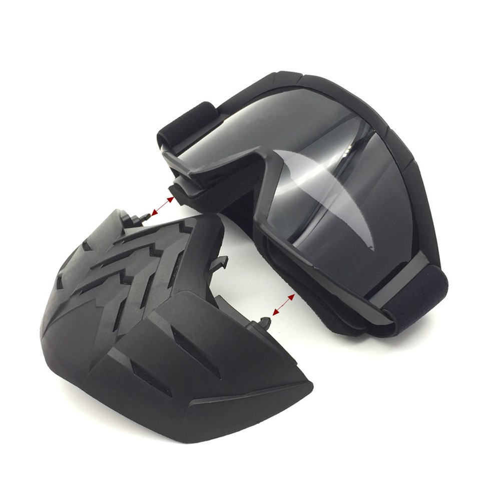 HCMAX Motorcycle Goggles Glasses with Detachable Face Mask Riding