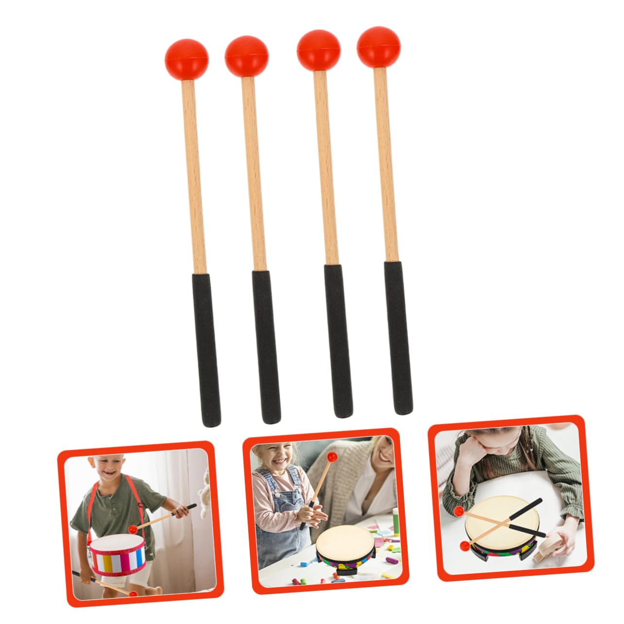 HANABASS 2 Pairs Marimba Mallets Durable Percussion Drum Mallets with Maple Handles for Xylophone and Other Instruments for Musicians and Beginners Reliable and Performance