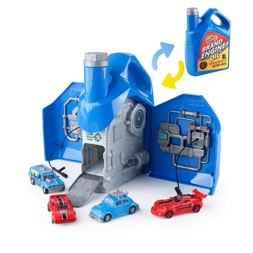Toy Car Garage, Foldable & Expandable Garage Toy, Petrol Tank Theme, with 1 Alloy Car