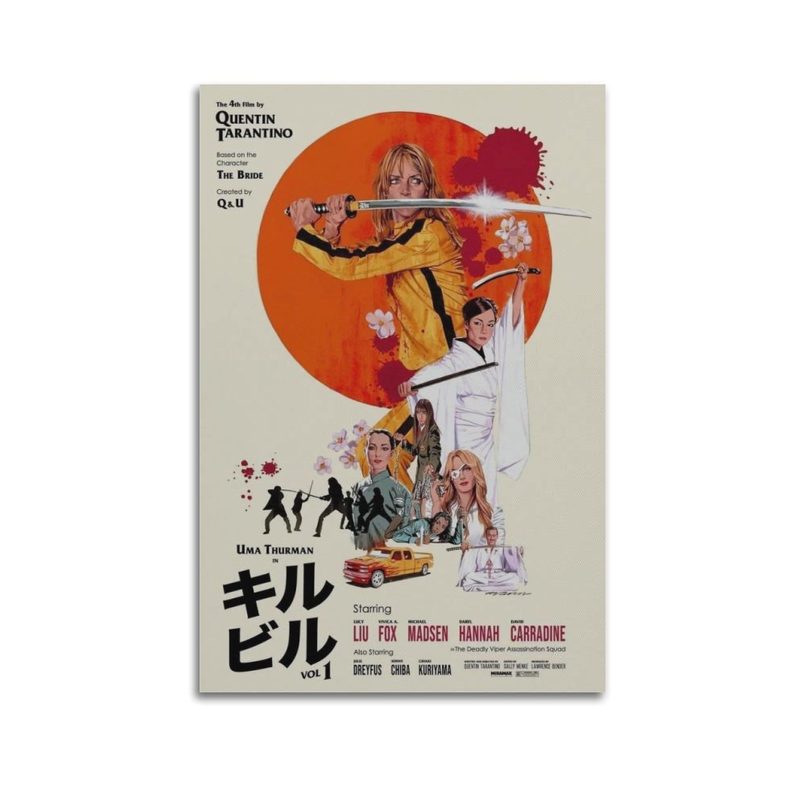 Ksoxdaitip Unframe-Style Kill Bill Movie Poster Poster Decorative Painting Canvas Wall Posters And Art Picture Print Modern Family Bedroom Decor Posters 20X30inch(50X75cm)