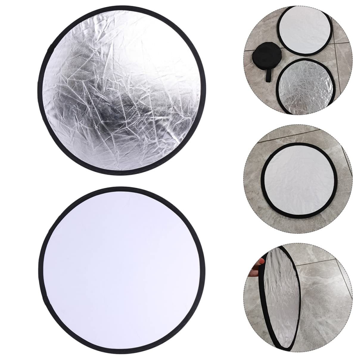 KONTONTY 2pcs Round Light Pad Camera Accessories Camera Lighting Reflector Photo Light Reflector Camera Stand Light Reflector Stand Camera Mount Silver Nylon Cloth with Reflective Coating