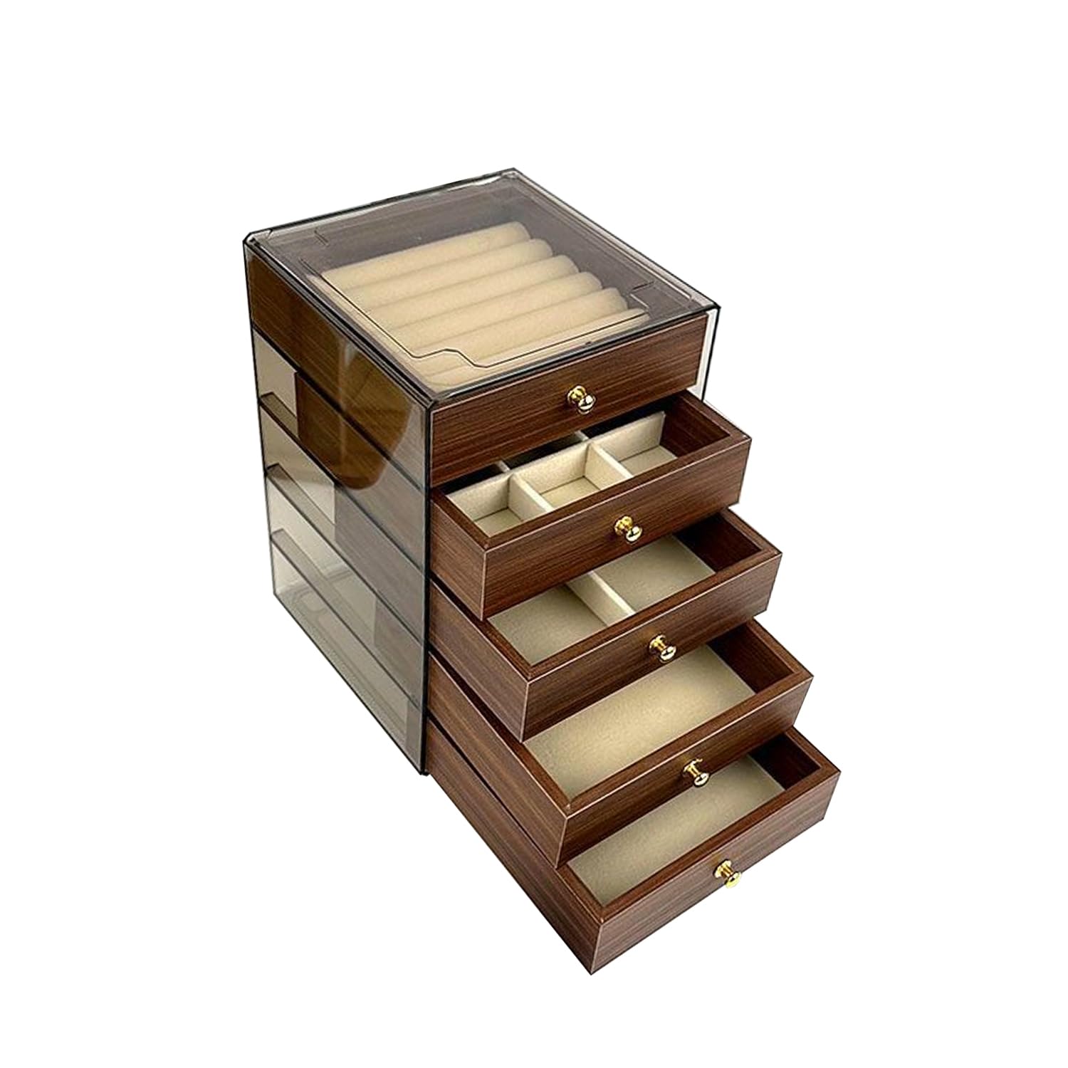 Boîte à bijoux en bois pour bagues et boucles d'oreilles bien rangées