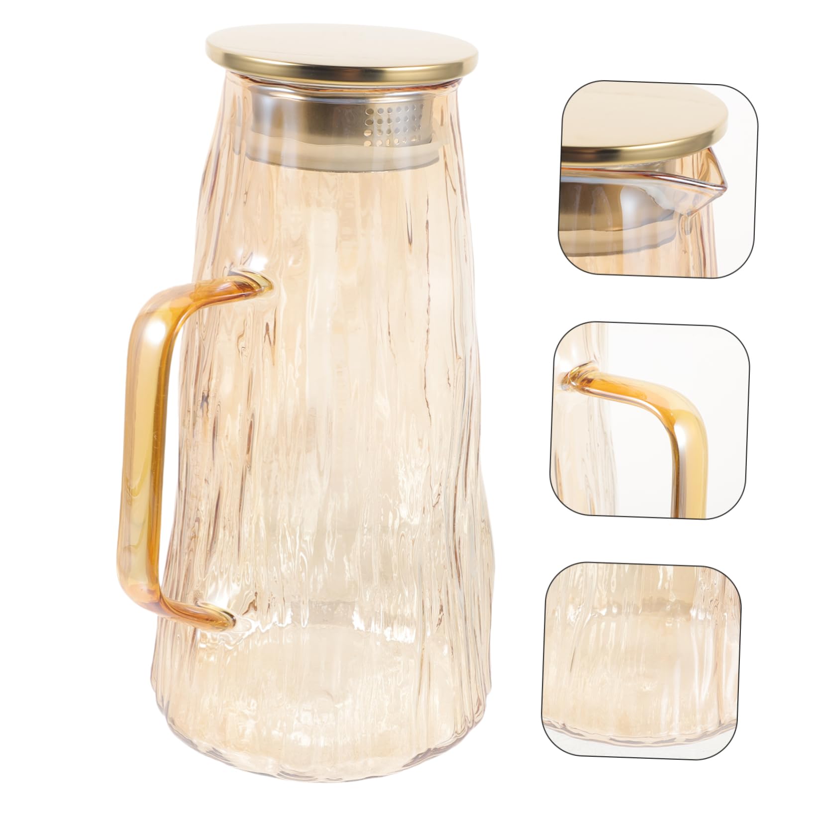COLLBATH Jarra de Vidrio para Agua Capacidad de 1.5l Diseño Grueso y Tapa Infusora para Té Helado y Frutas Uso Doméstico Elegante y Funcional