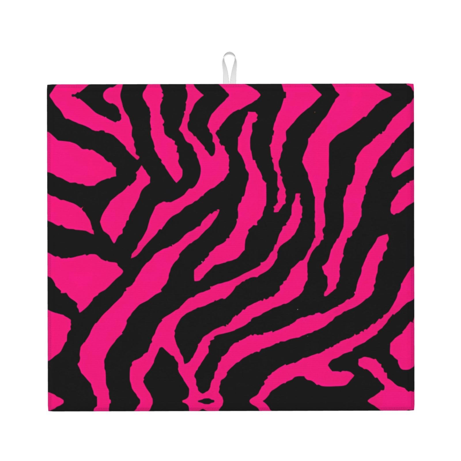 WHJSSF Zebra Tiger Leopard pink Prints Kitchen Drying Mat – Absorbent Dish Throw for Countertops, Quick-Dry Non-Slip Layer with Stylish Prints, Ideal Housewarming Gift