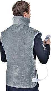 Large Heating Pad for Back, Shoulders and Neck, Grand Coussin Chauffant, 24"x39" Electric Heating Wrap with 3 Temperature Settings, 1.5H Auto Shut Off, Machine Washable (Gray)