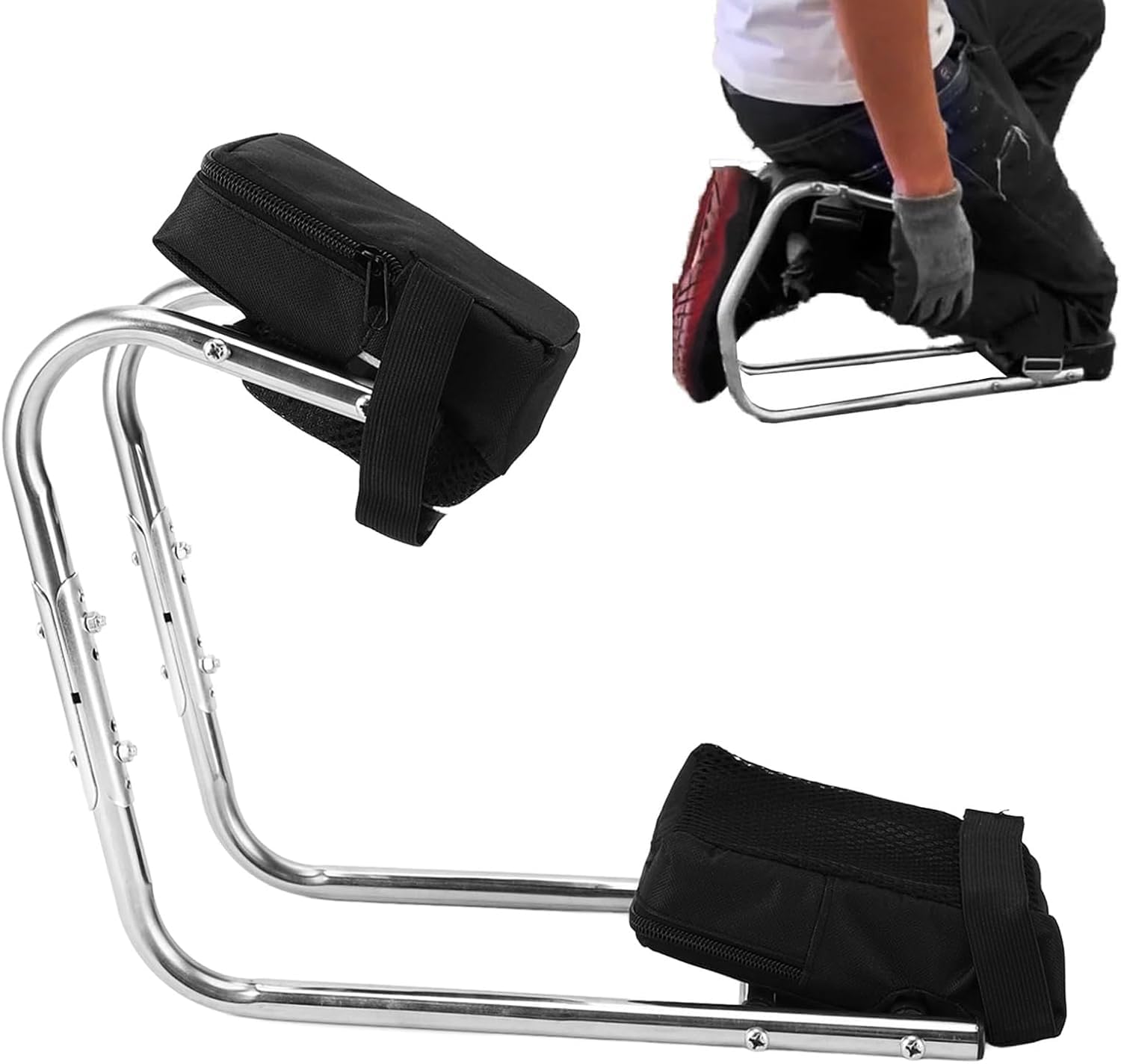 Rodillera Y Asiento De Acero Inoxidable Para Jardinería, Soporte Ergonómico Multifuncional Para Tobillo Y Piernas, Ideal Para Trabajos De Jardinería, Color Gris
