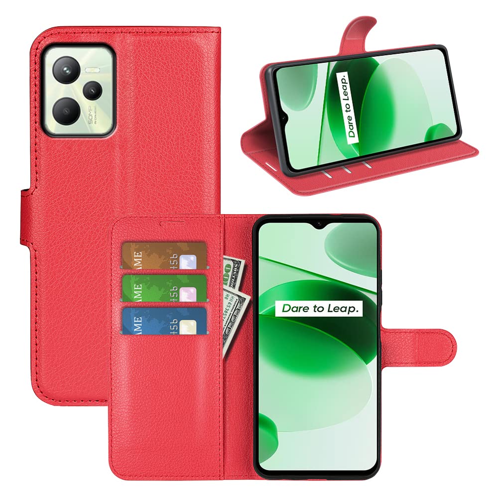 SEEKOO Cover In Pelle Per Realme C35/Narzo 50A Prime | Portafoglio Con Slot E Magnete, Marrone - 2
