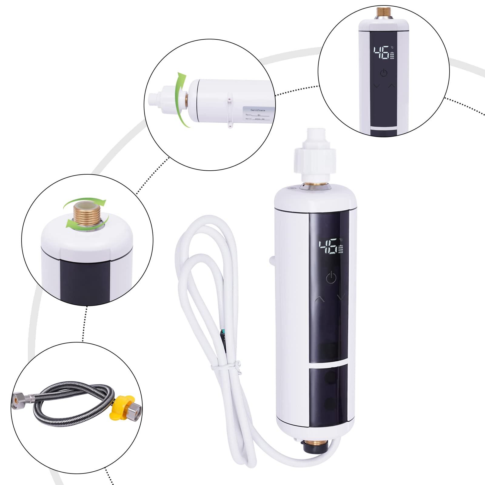 Onmiddellijke Tankloze Waterverwarmer, Instant Elektrische Boiler 3500W Huishoudelijke Mini Tankless Boiler Met LCD-display For Douche Badkamer Keukengebruik Eenvoudige Installatie, Snelle Verwarming