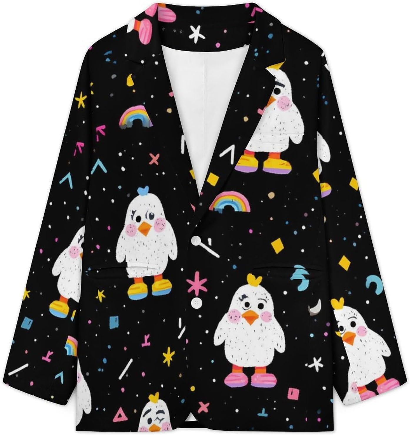 Cute Space Penguines Mens Blazer Two Button Suit Jacket 6XL