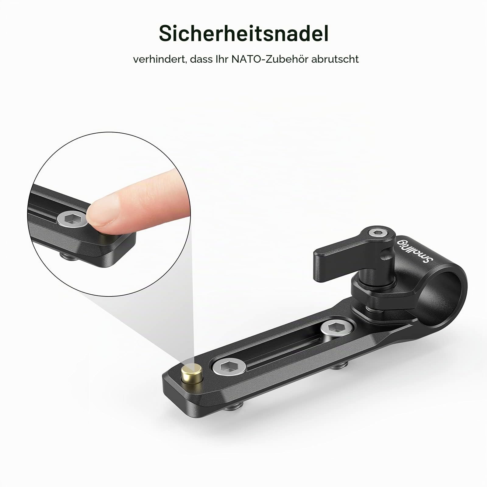 SMALLRIG 15mm Single Bar Clamp Rod Clamp with Integrated NATO Rail für Follow Focus, Monitor und Kamerazubehör - 3011