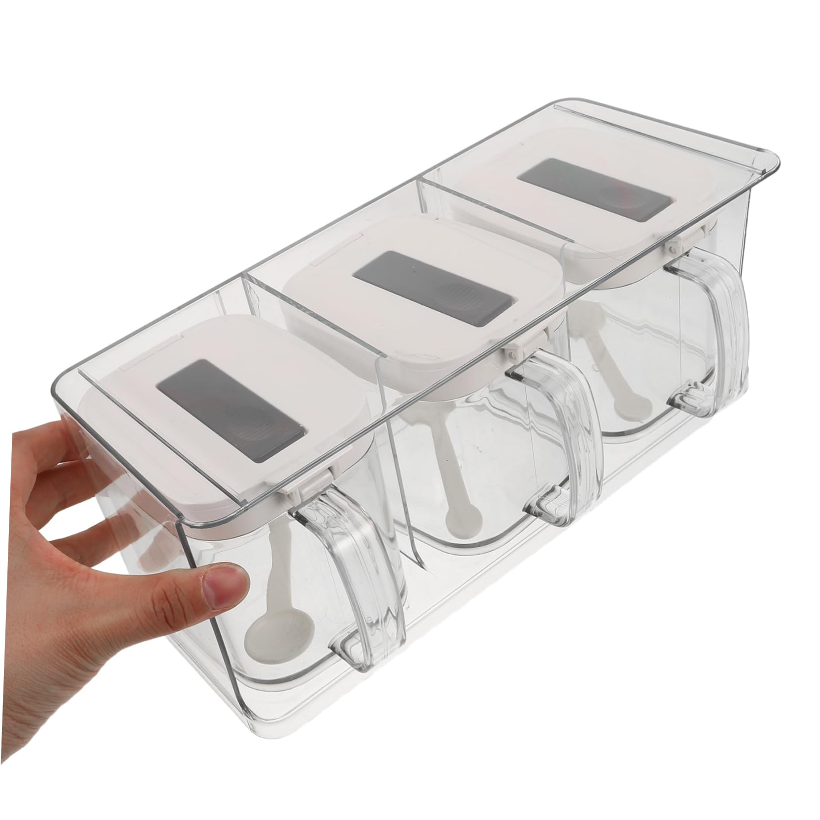 UKCOCO Boîte à Épices Transparente avec Couvercle en Pet, Rangement Multifonctionnel Mural Cuisine, Design Simple et Élégant, Set de D'assaisonnement