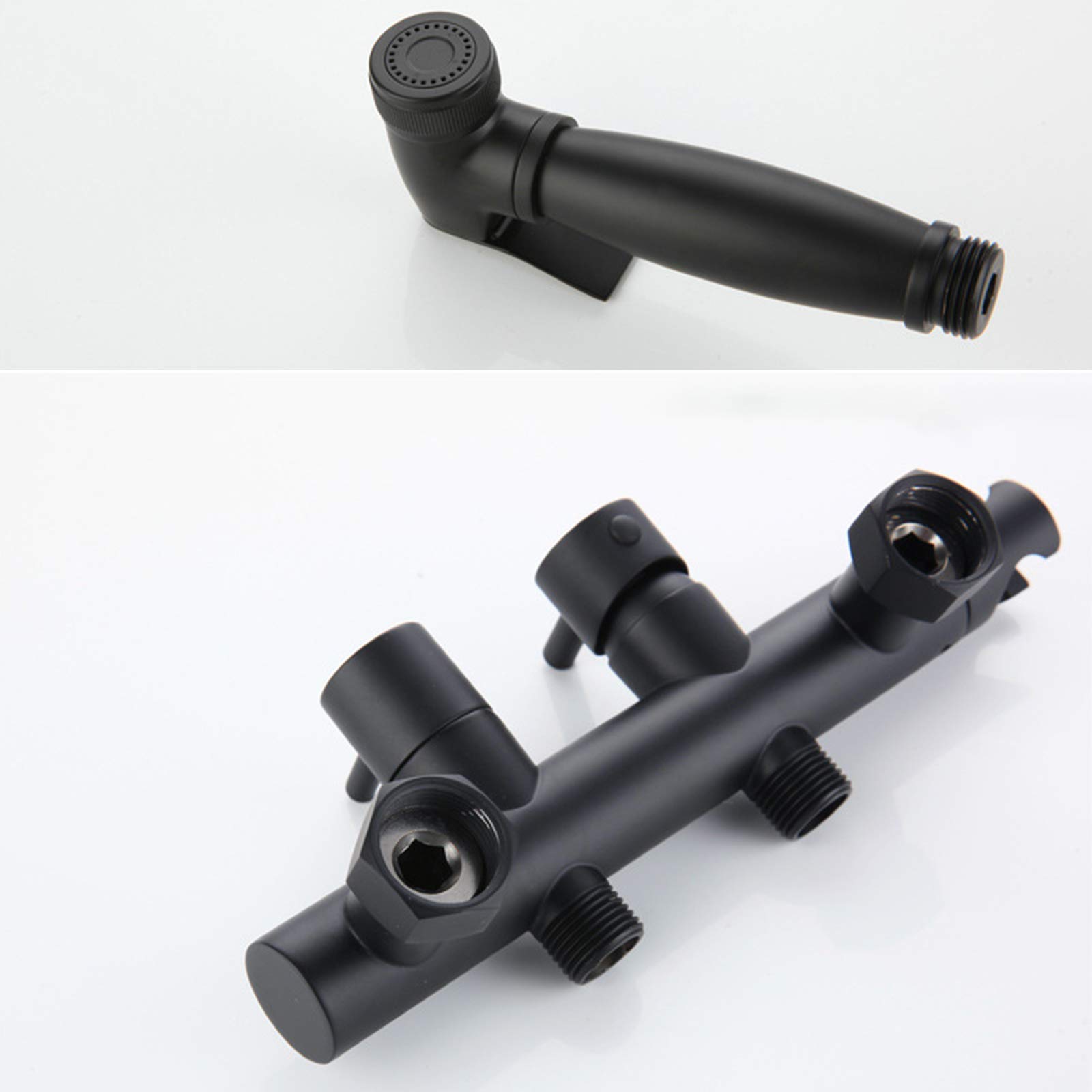 Juego de ducha de bidé portátil negro montado en la pared, kit completo de higiene para baño, temperatura ajustable del agua, fácil instalación, ideal para uso doméstico