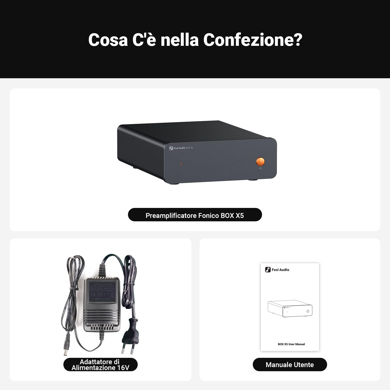 Fosi Audio BOX X5 Preamplificatore Fono, Amplificatore per Giradischi MM e MC, Guadagno Regolabile 38/48/56/66 dB, Uscita RCA
