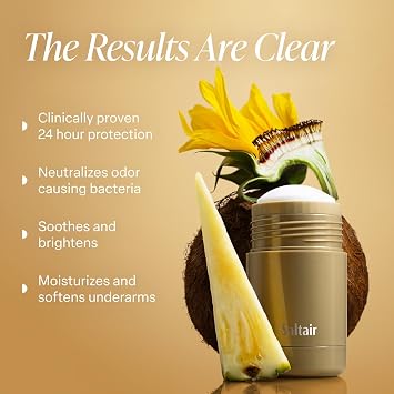 Saltair Skincare Deodorant Aluminum-Free Deodorant for Women and Men with Long Lasting Odor Protection, Zinc and BHA. Refillable Stick, Suitable for Sensitive Skin 2 Pack Golden Hour Scent