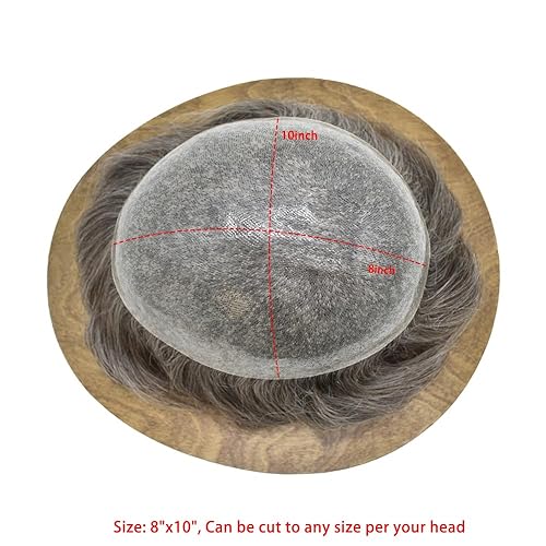 Miniatura 116 de Toupee For Men Real Human Hair Poly Skin Mens Hair Pieces Hair Replacement System For Men Toupee Hairpiece For Men Hair Prosthesis PU 8x10Inch 1#
