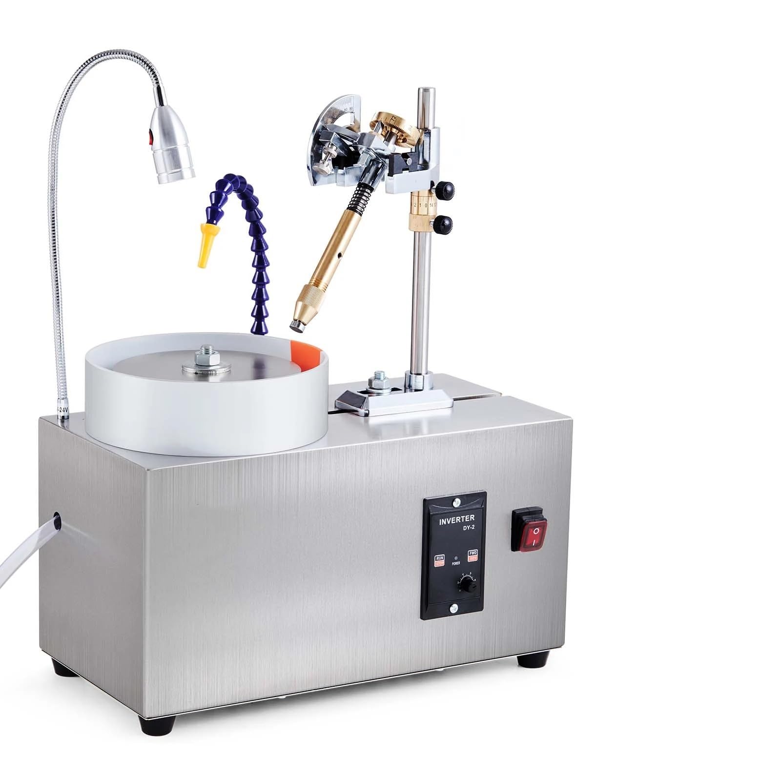 CUDTAPI Gemstone Faceting Machine 180W Jade Grinding Polishing Machine 0-2980RPM Adjustable Rotating Speed Rock Jewel Angle Polisher