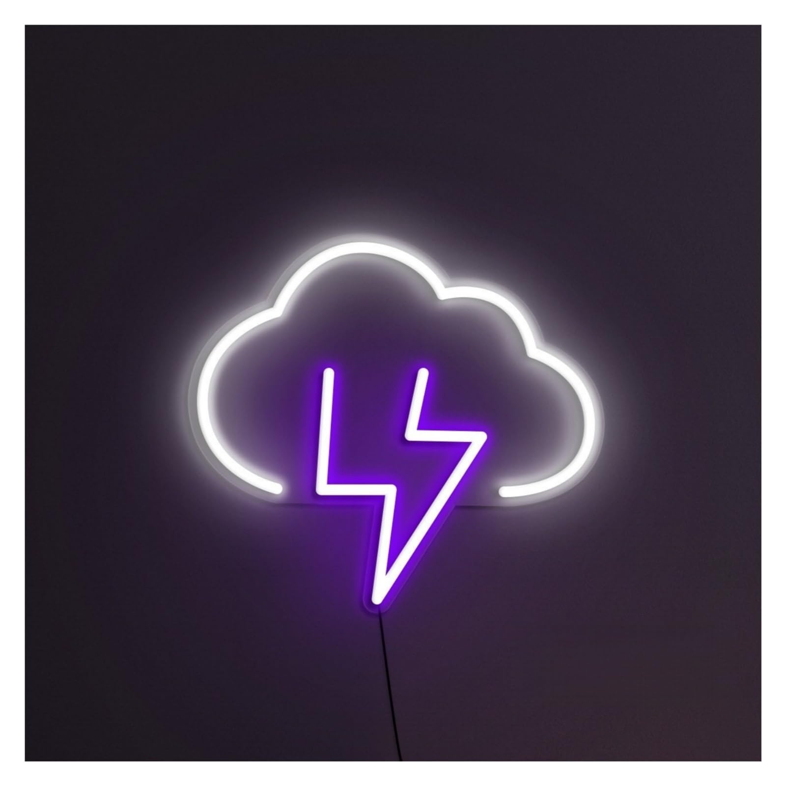 RONGCH Hanging Art Signs Cloud and Lightning Neon Sign, Suitable for Kids Room Decor with Brightness Adjustable 27cmx30cm(Purple)