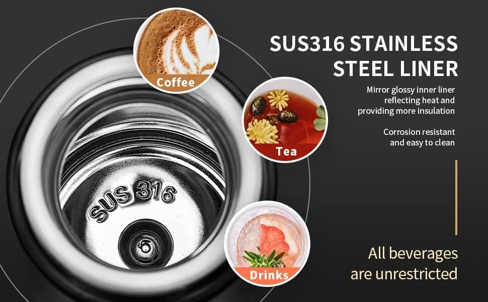 Miniatura 6 de Xilagro Botella de agua, mini botella aislada al vacío de acero inoxidable de 14 onzas, taza de café, taza de viaje, a prueba de fugas, aislada y