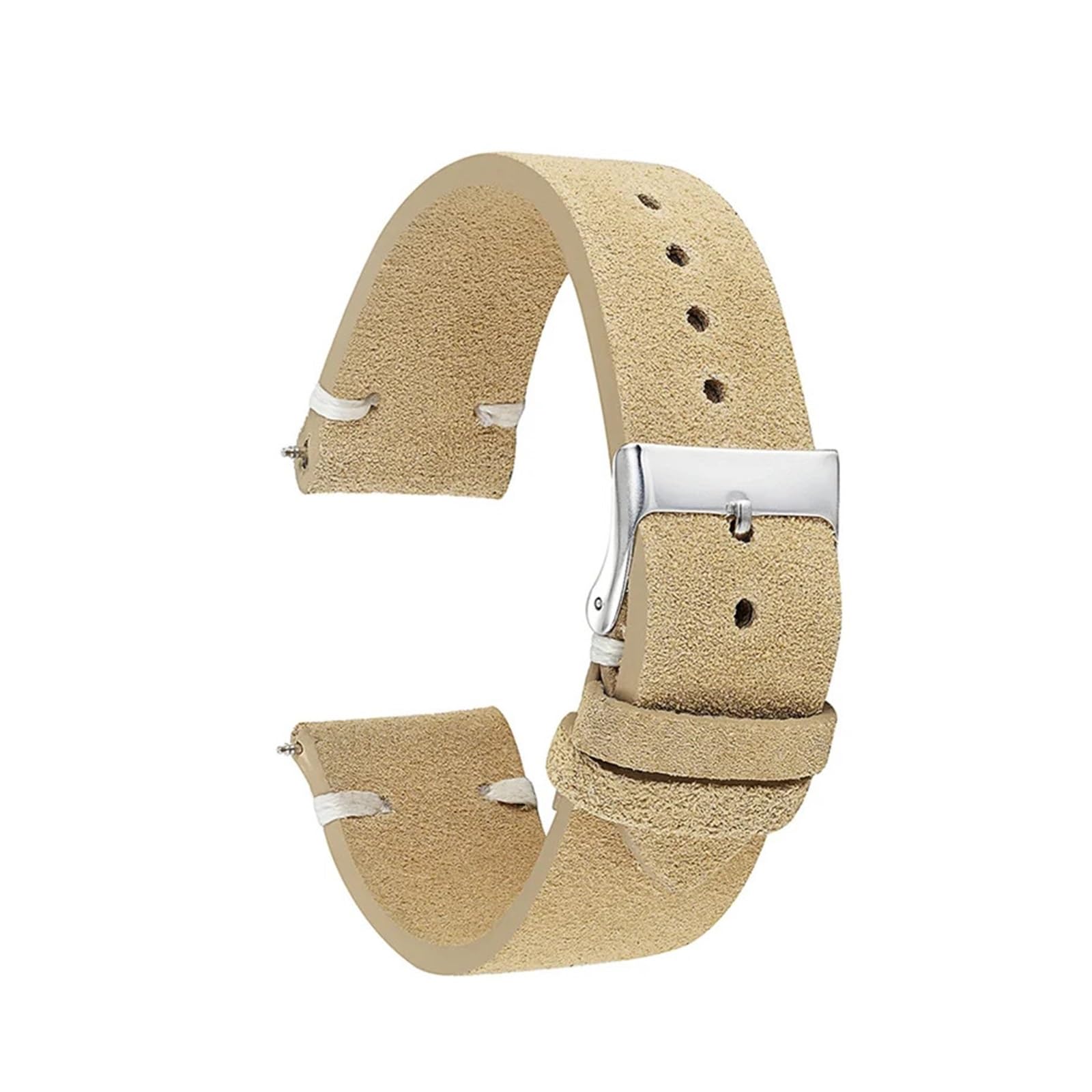 Ręcznie wykonany pasek do zegarka z prawdziwej skóry zamszowej akcesoria do zegarków khaki pasek retro 18 mm 20 mm 22 mm 24 mm pasek (khaki, czarna linia, 20 mm)
