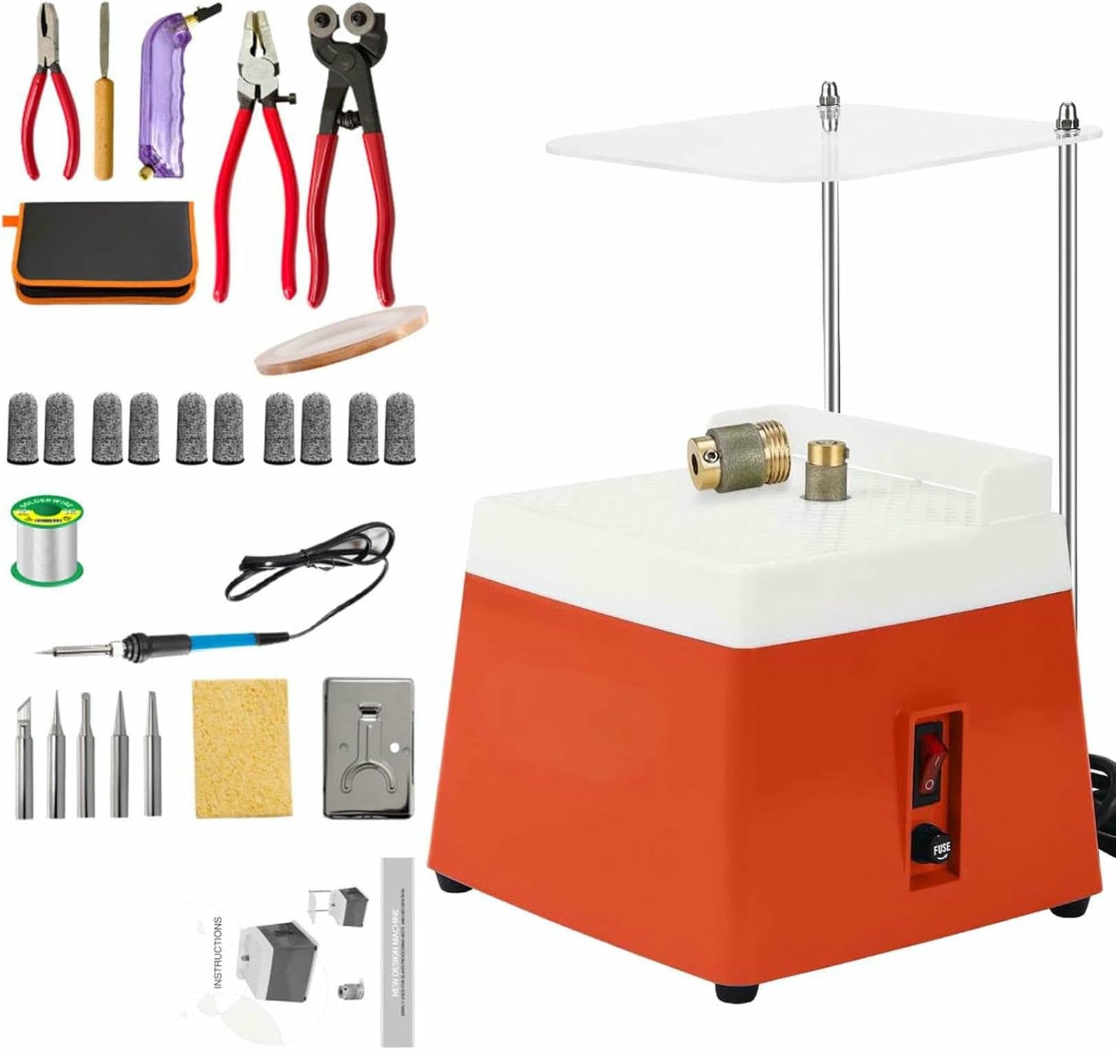 Kit de broyage de vitral bricolage 4200 RPM avec têtes diamant 5/8 et 1 pouce