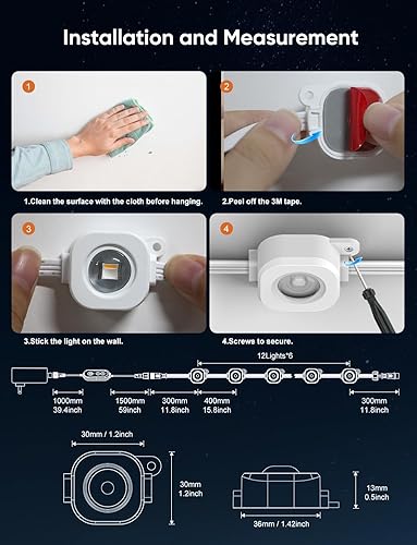 Miniatura 9 de APPECK Luces permanentes para exteriores de 100 pies, luz de alero RGBW con 72 luces LED, más de 111 modos de escenas iluminación al aire libre, luz