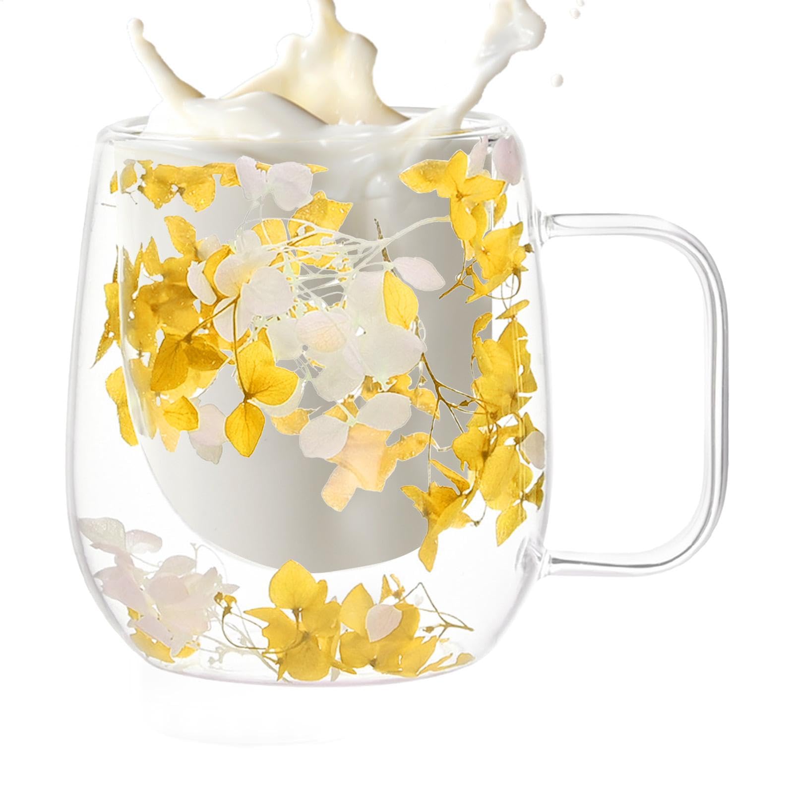 Paodduk Double Glass Coffee Cups Dried Flower Insulated Coffee Cup