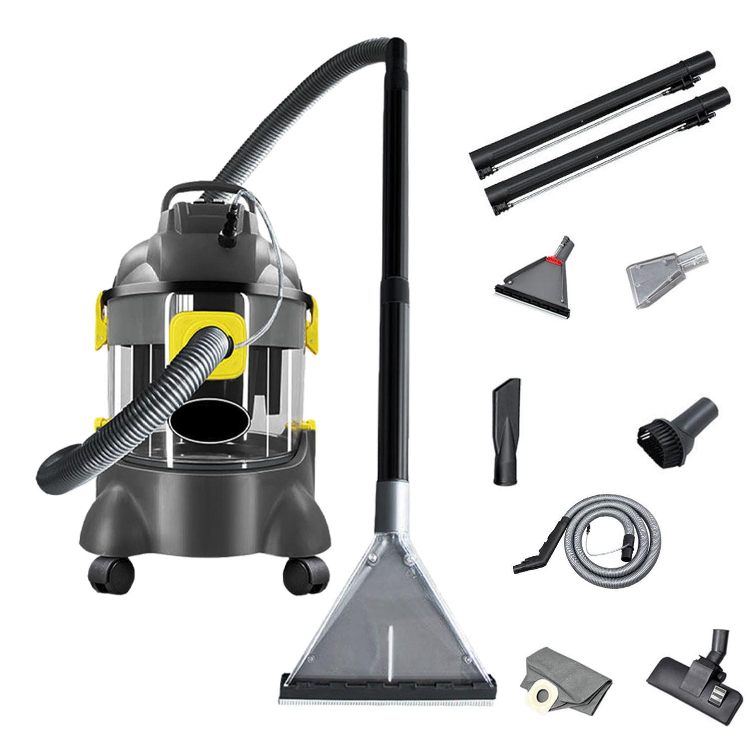 Limpiador Multifuncional 1400w con Doble Modo De Limpieza, Aspiradora HúMedo-Seco para Interiores De Coche, Alfombras, Escaleras Y Colchones
