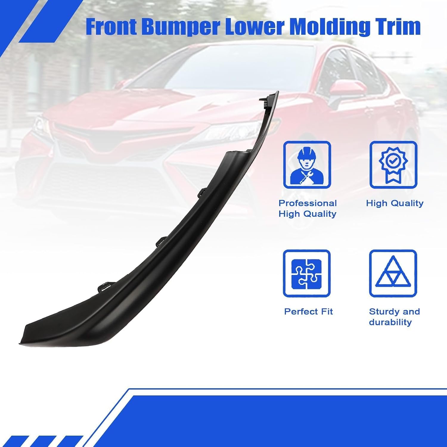 SecosAutoparts Left Driver Side Front Bumper Lower Molding Trim Cover 5312406260 TO1046115, Fit for Toyota Camry XSE SE 2021 2022 2023 Front Bumper Bottom Bezel Trim Cover Matte Black