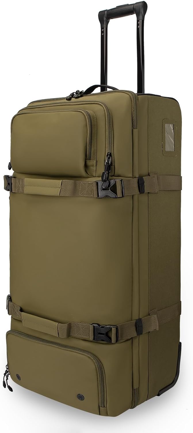 LARIPOP 33 Inch 100L Extra Large Rolling Duffle Bag with Wheels, Wet Pocket & Shoe Compartment, Heavy Duty Water Resistant Wheeled Duffel for Moving Travel Camping